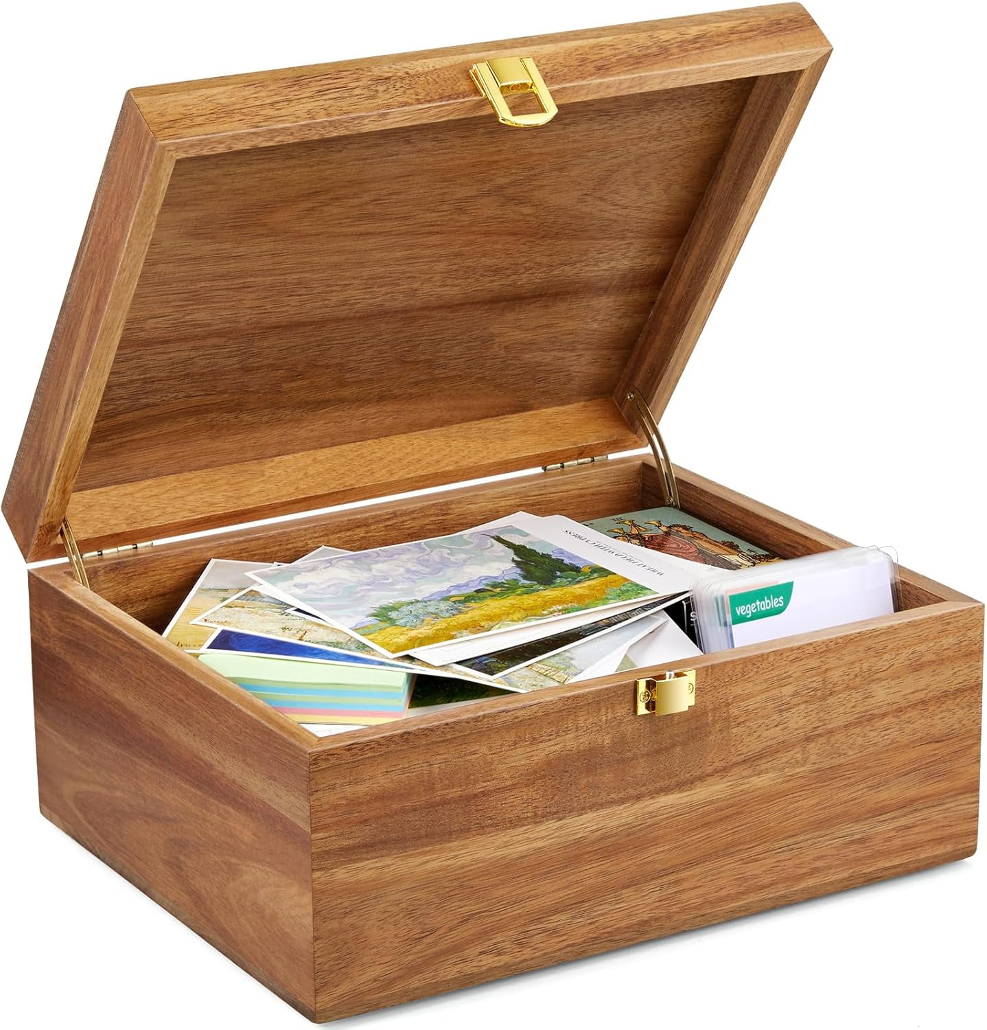 Large Wooden Keepsake Box, Black Memory Box, Decorative Storage Box with Hinged Lid, Large Card Box