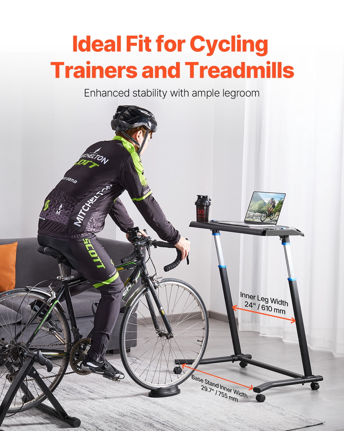 KFFKFF Pedaling Workstation, Portable Collapsible Multi-Use Cycle Coach & Walking Table with Secure Casters, Anti-Skid Multi-Cavity Cycle Coach Wellness Table with Handle Grip