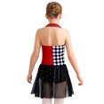 thumbnail image 2 of LiiYii Girls Clown Cosplay Outfits Sleeveless Mesh Overlay Leotard Stage Performance Costumes Burgundy 6, 2 of 7