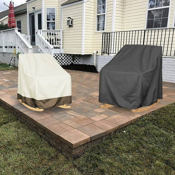 Xihbxyly Funda para Muebles de Patio, Impermeable, para Mecedoras, Anticenizas, para Taburetes de Jardín, Protección Total, Diseño Ajustable, para Exteriores, Beige/Negro, 70 X 83 X 99 Cm