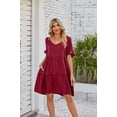 thumbnail image 3 of Anbech Women's Tiered Mini Dress V-Neck A-Line Ruffle Dress Pleated Flowy 2025 Dresses, 3 of 6