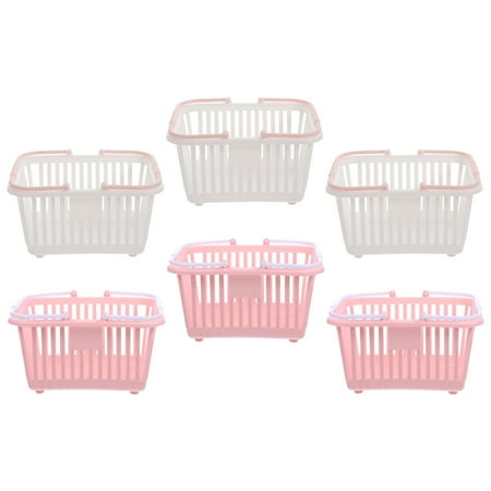 ELAYARD 6Pcs Small Plastic Storage Baskets with Handles for Kitchen and Bathroom Organization