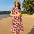 thumbnail image 4 of Uemuo Tomatoes Print Womens Summer Dress Casual Swing Short Sleeve Sundresses Beach A-line Shift Dress, 4 of 6