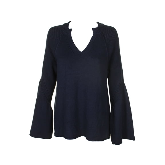Style & Co Split Neck Bell Sleeve Sweater Industrial Blue L