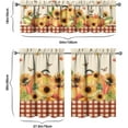 thumbnail image 2 of Buffalo Plaid Pumpkin Fall Kitchen Curtains, Sunflower Window Curtains, Farmhouse Thanksgiving Autumn Harvest Curtain for Kitchen Decor, 54" x 18" Valance, 27" x 36" Tier, 3 Panel Set, 2 of 6