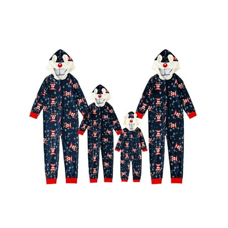 

JYYYBF Christmas Family Matching Hoodie Pajamas Reindeer Romper Long Sleeve One Piece Jumpsuit Zipper Pjs for Adult Kids Baby