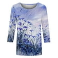 thumbnail image 4 of Aloohaidyvio Tops and Blouses ,Womens Fashion Printed T-Shirt 3/4 Sleeves Blouse Round Neck Casual Tops, 4 of 5