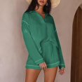 thumbnail image 3 of UAMVSH Womens Lounge Sets Oversized Sweatshirts Matching Sets Long Sleeve Pullover Tops and Shorts with Pockets Comfy Tracksuit Outfits(Large,Green), 3 of 6
