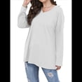 thumbnail image 3 of Blusas de Mujer de Larga con Cuello en V, Túnicas Casuales, Camisas Básicas, Blusas Holgadas XXL, 3 of 7