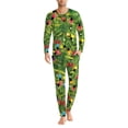 thumbnail image 3 of Renewold Christmas Pajamas for Family 2 PCS Lightweight Home Life Long Sleeve Sleepwear Colorful Lights Candy Canes Round Neck Lounge Set for Men Size 4XL, 3 of 5