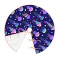 thumbnail image 3 of Halloween Christmas Tree Skirt - Purple Blue Jellyfish 30 Inches Christmas Tree Skirt for Halloween Holiday Indoor Home Christmas Tree Decorations with Three Ribbons, 3 of 7