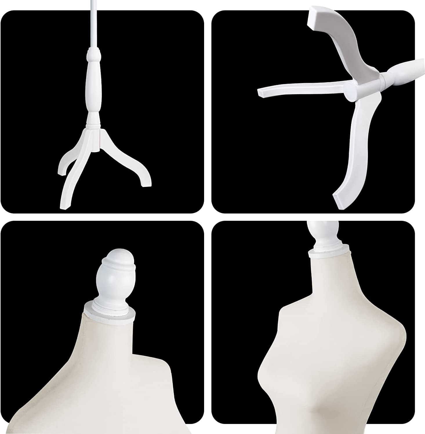 FreeLung Female Mannequin Torso Dress Form Adjustable Tripod Stand Base Style (Beige)