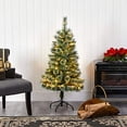 thumbnail image 5 of Nearly Natural 4ft. Wisconsin Slim Snow Tip Pine Artificial Christmas Tree with 100 Clear LED Light, Green, 5 of 5