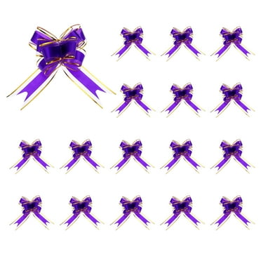Uxcell 50pcs Pull Bows 5.9 Inches Wide Ribbon Gift Bow for Gift Wrapping Birthday Baskets Decoration Purple