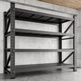 thumbnail image 4 of AUHUP 4-Tier Garage Storage Shelves 3000LBS Heavy Duty Metal Shelving 48" W Shelving Unit for Warehouse,Basement Industrial,Home Utility Rack Shelf, Black, 4 of 11