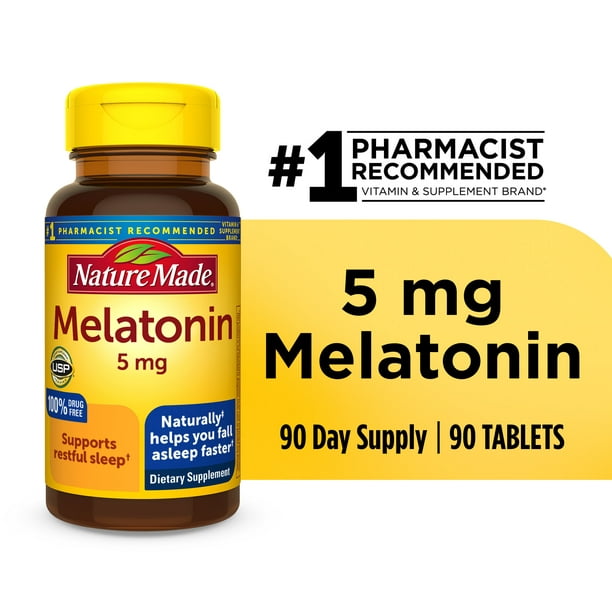 Vænne sig til køn salt Nature Made Melatonin 5 mg Tablets, 90 Count - Walmart.com