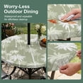 thumbnail image 5 of Round Outdoor Tablecloth with Umbrella Hole and Zipper, Tropical Palm Tree Tablecloth with Elastic Waterproof, Sage Green Plants Coastal Leaf Beach Patio Table Covers for 36" - 44" Pool Tables, 5 of 9