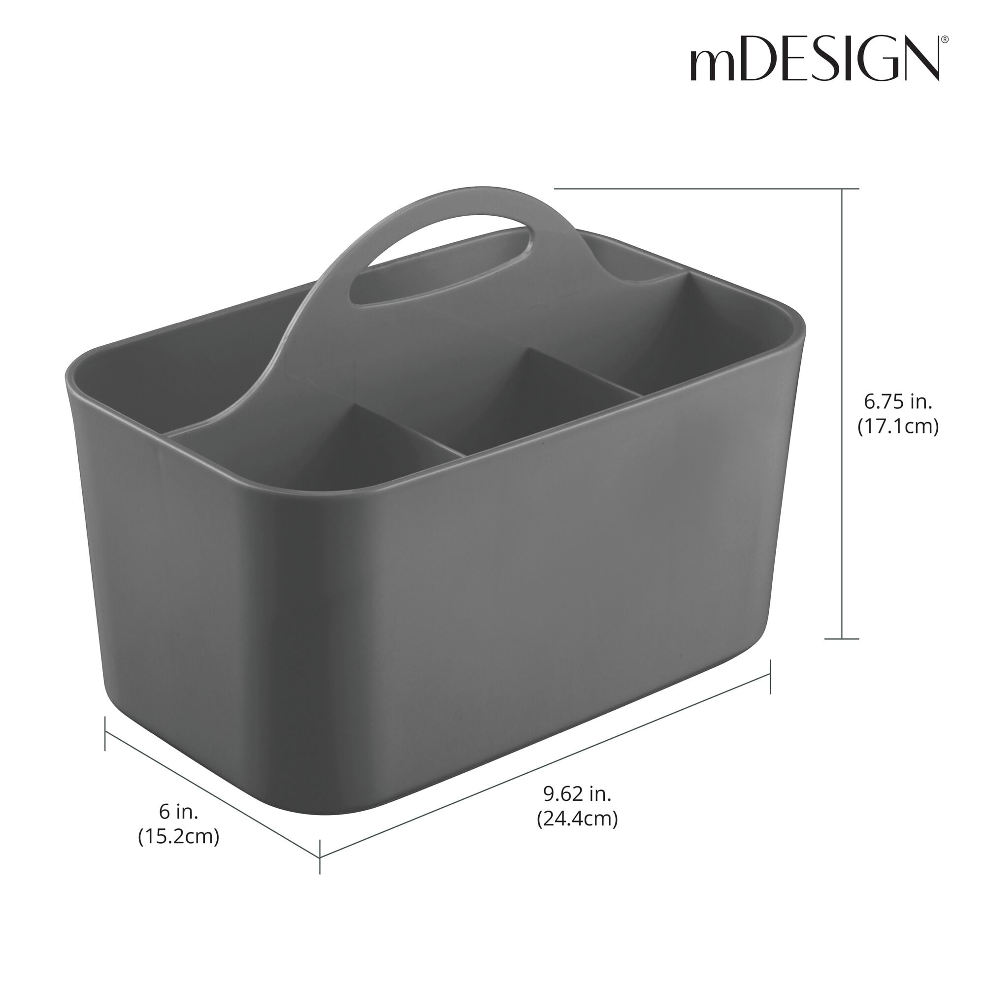 mDesign Plastic Divided Art and Craft Storage Organizer Caddy Tote Bin with  Handle for Home Office and Living Room - Holds Pencils, Crayons, Sewing  Supplies - Lumiere Collection, Light Gray