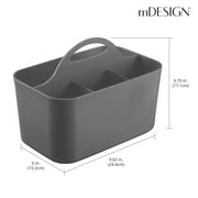 mDesign Small Plastic Caddy Tote for Desktop Office Supplies, 2 Pack, Dark Gray