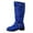 Blue, variant on Lovzfmll Knee High Boots Women, Stacked Wide Calf Snow Boots Suede Belt Buckle, Faux Fur Lined Block Low Heel Round Toe Winter Motorcycle Warm Brown Boots