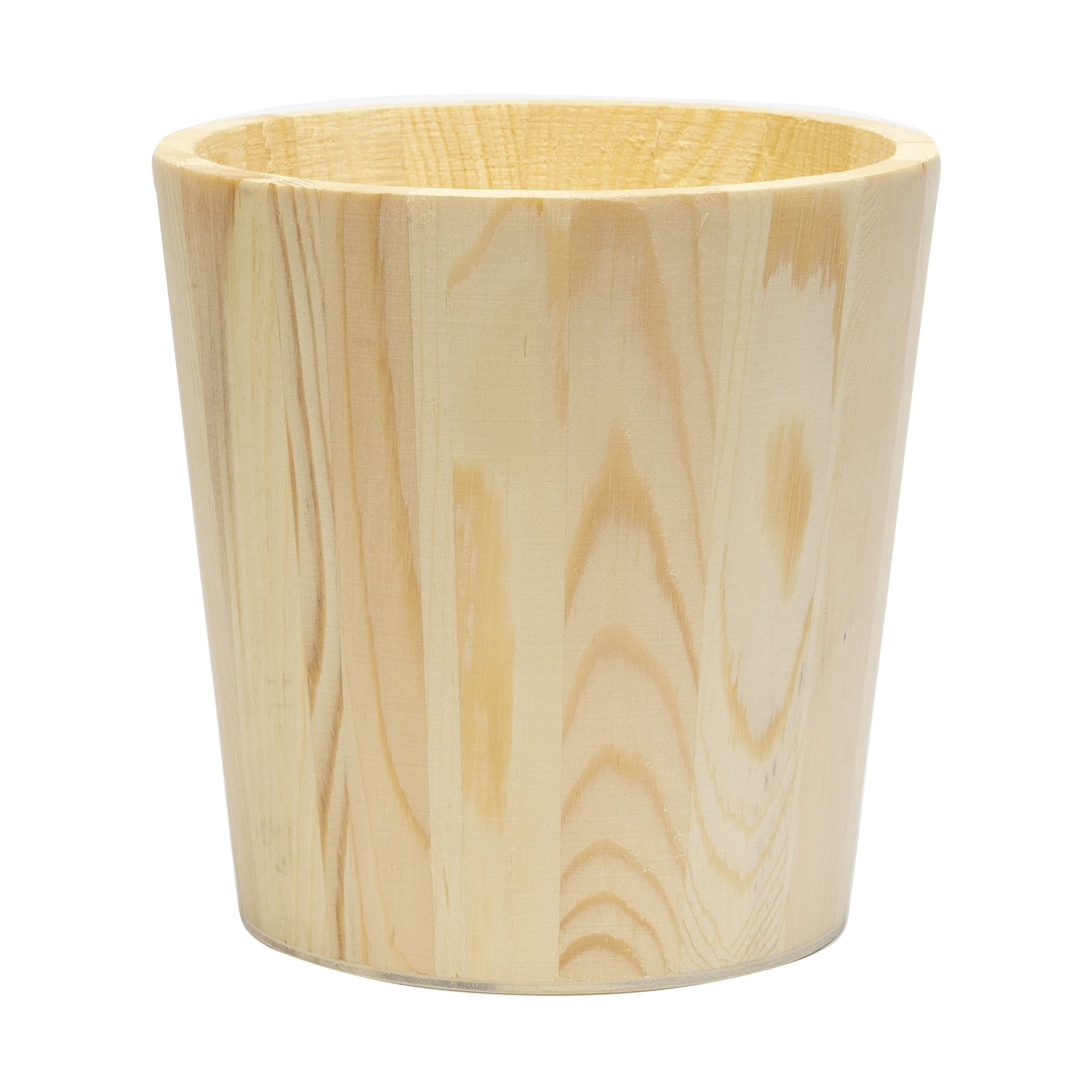 (2 pack) Plaid Unpainted Wood Round Planter, 5" x 5" x 5"