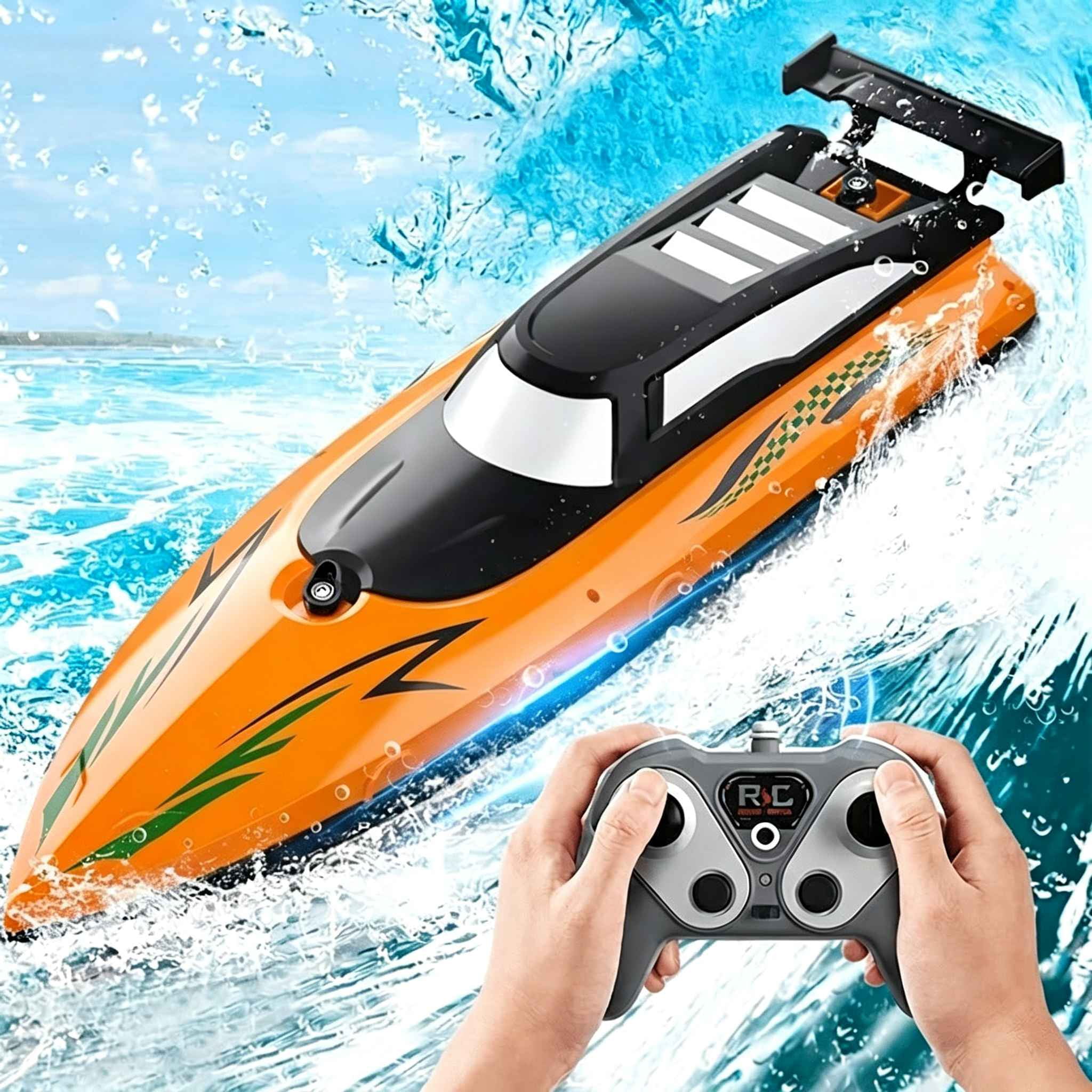 Tigozz RC Boat, 2.4GHz High Speed Remote Control Boat for Pools and Lakes, 12MPH Fast Racing Boat for Kids & Adults