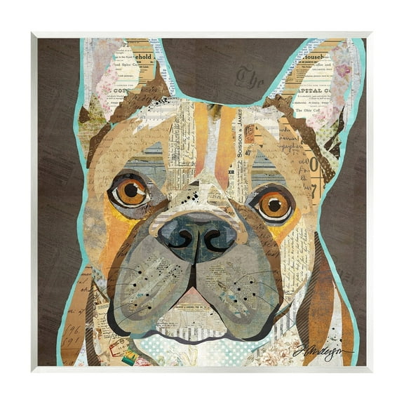 Stupell Industries Mixed Ephemera Animal Collage French Bulldog Portrait Graphic Art Unframed Art Print Wall Art, Design by Traci Anderson