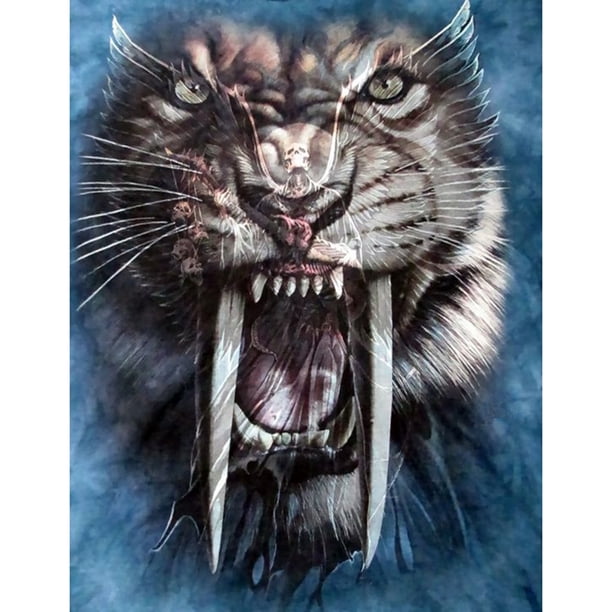 Taladro Pintura Diamante (DE2968) 5D DIY Kit de bordado de punto de cruz de tigre feroz completo 20X30cm Hugtrwg Para estrenar