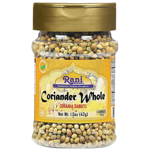 Rani Coriander (Dhania) Seeds Whole, Indian Spice 1.5oz (42g) PET Jar ~ All Natural | Gluten Friendly | NON-GMO | Vegan | Indian Origin
