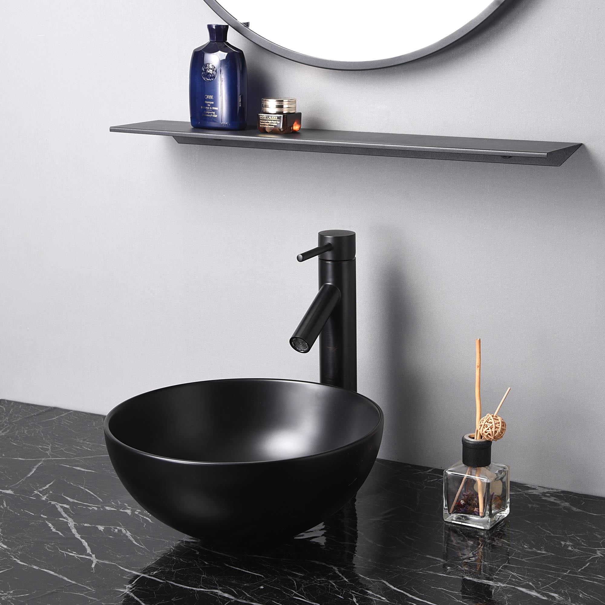 Aquaterior 12" Bathroom Vessel Sink Round Bowl Countertop Pop up Drain 2 Pack