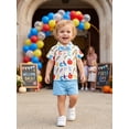 thumbnail image 6 of BemeyourBBs Toddler Baby Boys Back to School Outfit Baby Boy Gentlemen First Day of School Outfits Apple Print Short Sleeve Button Down Shirt with Bowtie Shorts Set Baby Kindergarten Summer Outfit, 6 of 9