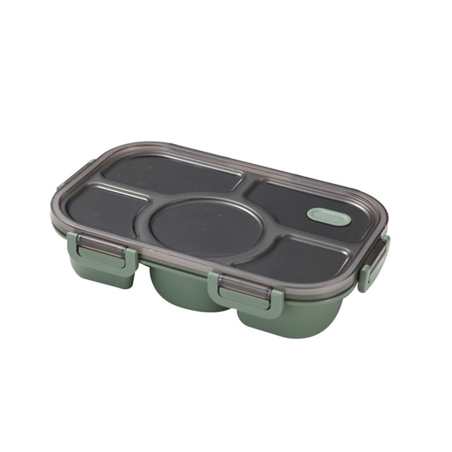 Matsuzay Fiambrera 5 Rejillas Picnic Estudiantes Contenedores de almacenamiento de alimentos Cajas Bento portátiles con tapa sellada para cartulina Verde