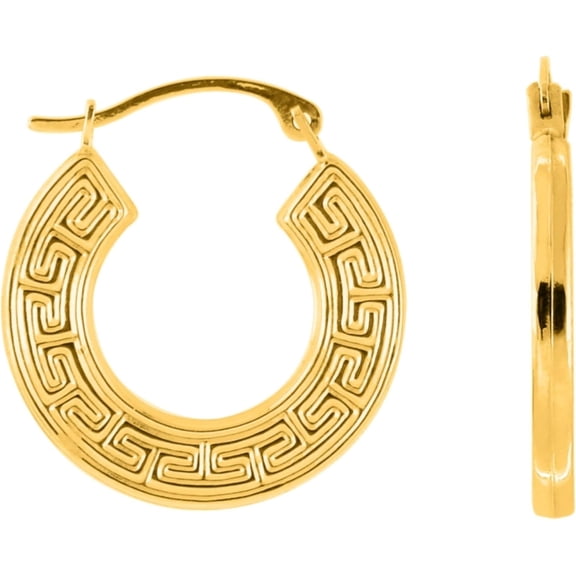 Floreo 10k Yellow Gold 17mm Greek Key Hoop Earrings