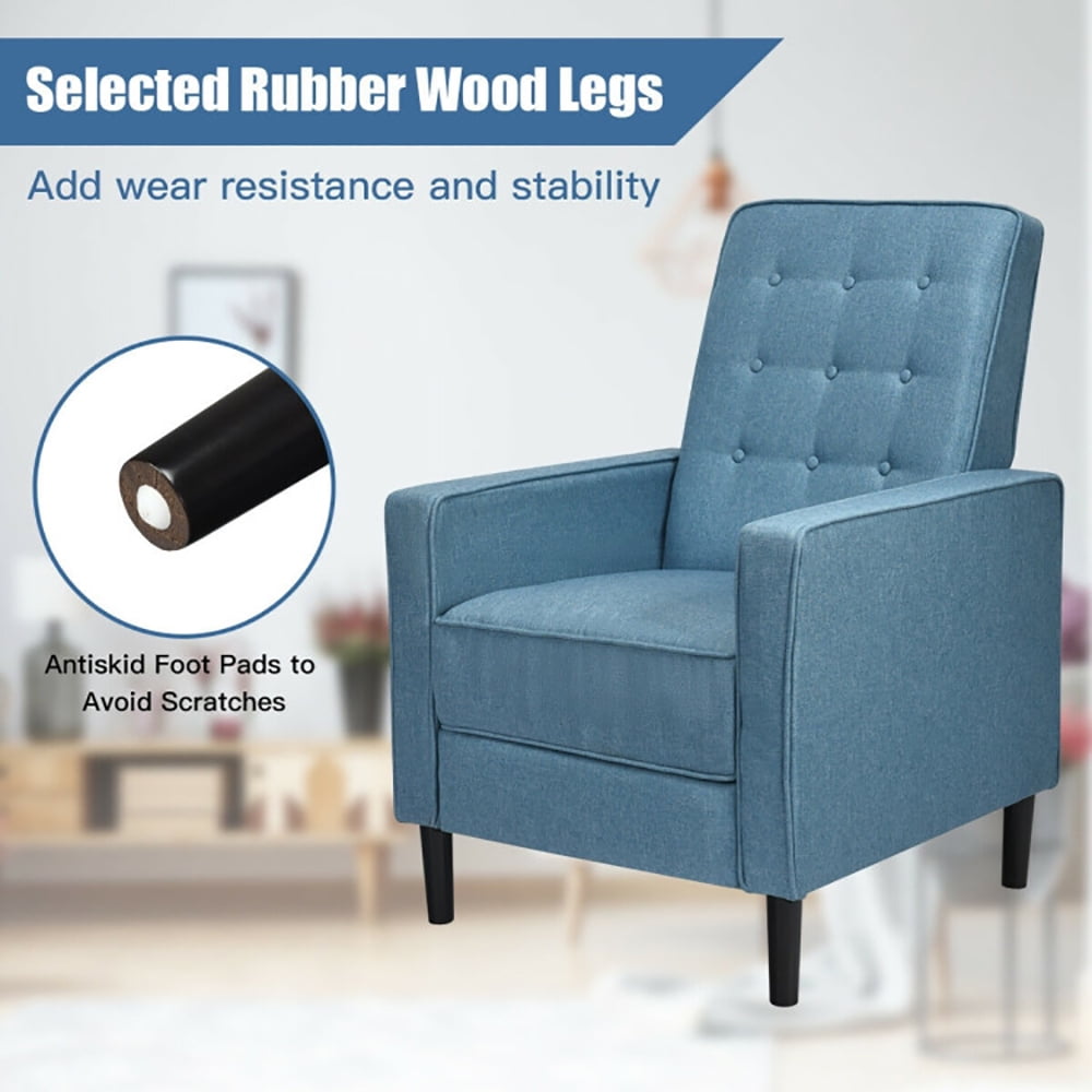 Finihen Accent Chair, Push Back Recliner Arm Chair, Mid-Century Push Back Recliner Chair, for Living Room, Office, Blue Finihen Accent Chair, Push Back Recliner Arm Chair, Mid-Century Push Back Recliner Chair, for Living Room, Office, Blue