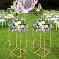 thumbnail image 3 of Miumaeov 2Pcs Gold Metal Geometric Plant Stands Home Party Decor Wedding Floral Holders, 3 of 15