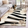 thumbnail image 2 of Stripes Floral Large Area Rugs for Bedroom Living Room, Soft Non Slip Carpet Bedside Rug, Spring Flower Zebra Animal Pattern Floral Rectangle Floor Cover Kitchen Accent Rug 3'x5' for Office, 2 of 9