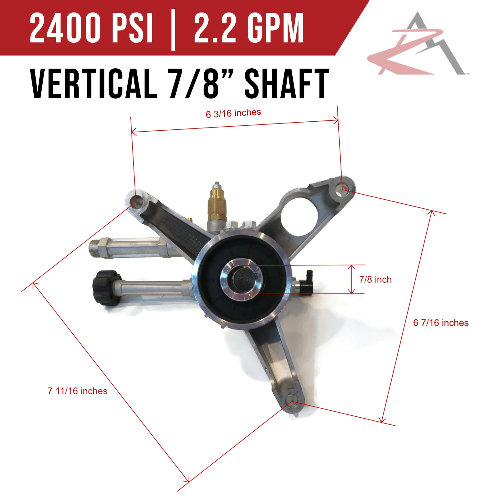 OEM AR 2400 PSI Power Pressure Washer Water Pump For Simpson MSV3100 Vertical Engine. TRS Part Number: 100272