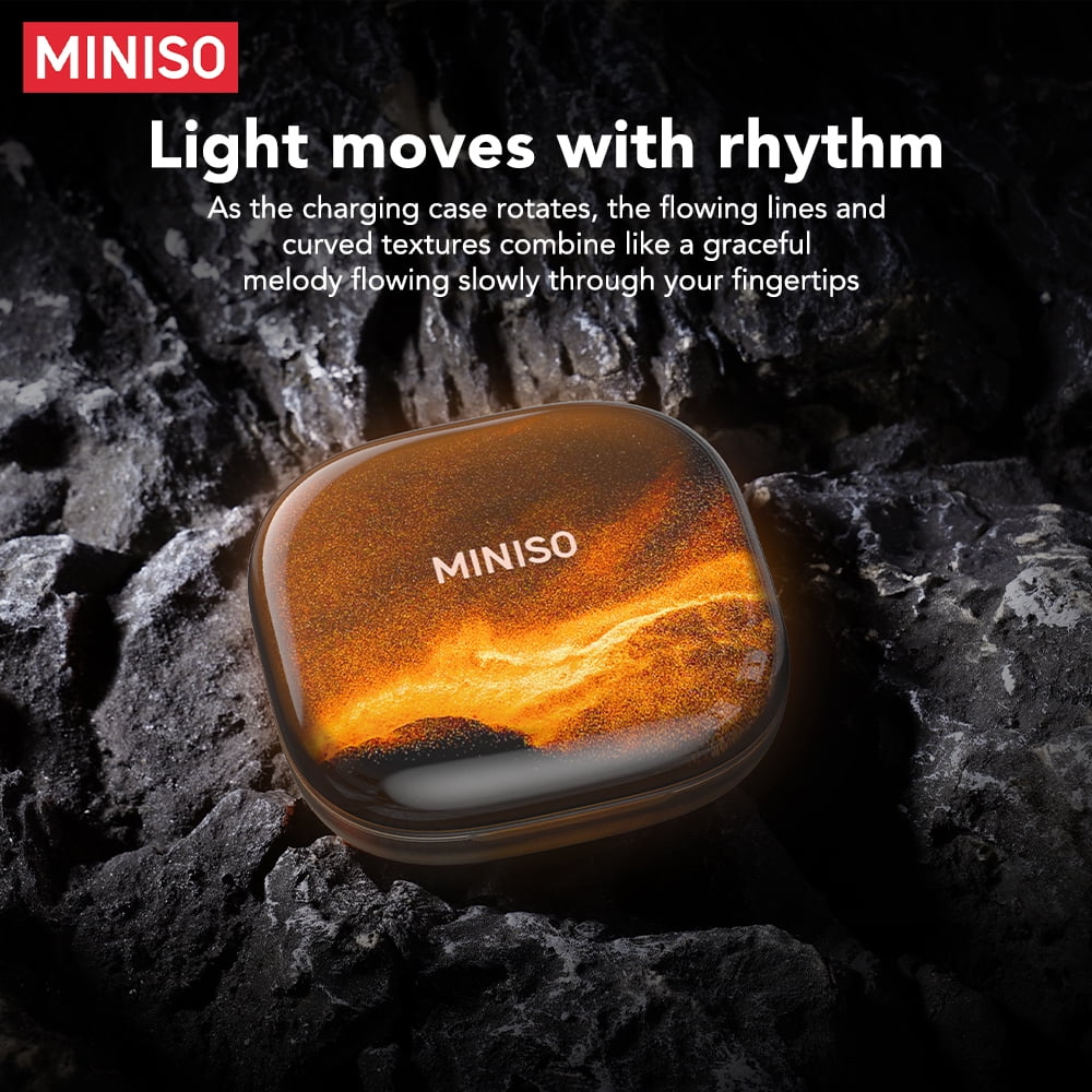 MINISO MS185 Open Ear Bluetooth 5.4 Wireless Earbuds with LED Luminous Case, Earhook Sport Headphones with Mic, 70H Playtime, IPX5 Waterproof, Secure Fit for Running Workout