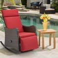 thumbnail image 2 of HOMREST Outdoor Recliner Chair, Patio Rocking Chair with Thickened Removable Cushion, Reclining Lounge Chair with footrest for Patio Garden, Wine-Red, 2 of 10