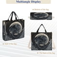thumbnail image 6 of Corduroy Composite Fabric Tote Bag Magnetic Snap Large Capacity Crossbody Bag Beige Shoulder Strap Black Devil Dragon, 6 of 8