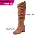 thumbnail image 4 of Love Steetly Women's Extra Wide Calf Knee High Boots, Slouchy Ruched Shaft, Chunky Block Heel Side Zip Casual Winter Tall Boots., 4 of 8
