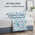 thumbnail image 2 of Smuge 3Pcs Coastal Quilt Set Twin Size, Lightweight Home Summer Bedspreads Blue Beach Conch Seashell Coverlet Set, Ocean Theme Microfiber Reversible Bedding Set with 2 Pillow Shams, 2 of 10
