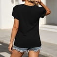 thumbnail image 7 of Cmfcve Tops for Women Pleated Puff Short Sleeve Crew Neck Summer Blouses Casual Loose Fitted Twist Front T Shirts, 7 of 7