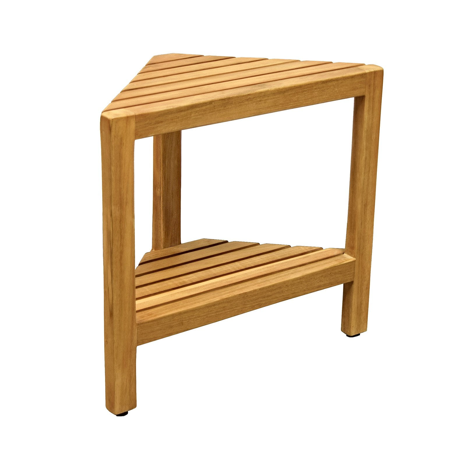 ASTA Home Furnishing Aris Teak Corner Shower Stool with Shelf