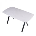 thumbnail image 3 of Rectangular Dining Table with Faux Marble Tempered Glass Top and Black Metal Legs for Kitchen Dining Room, 3 of 11