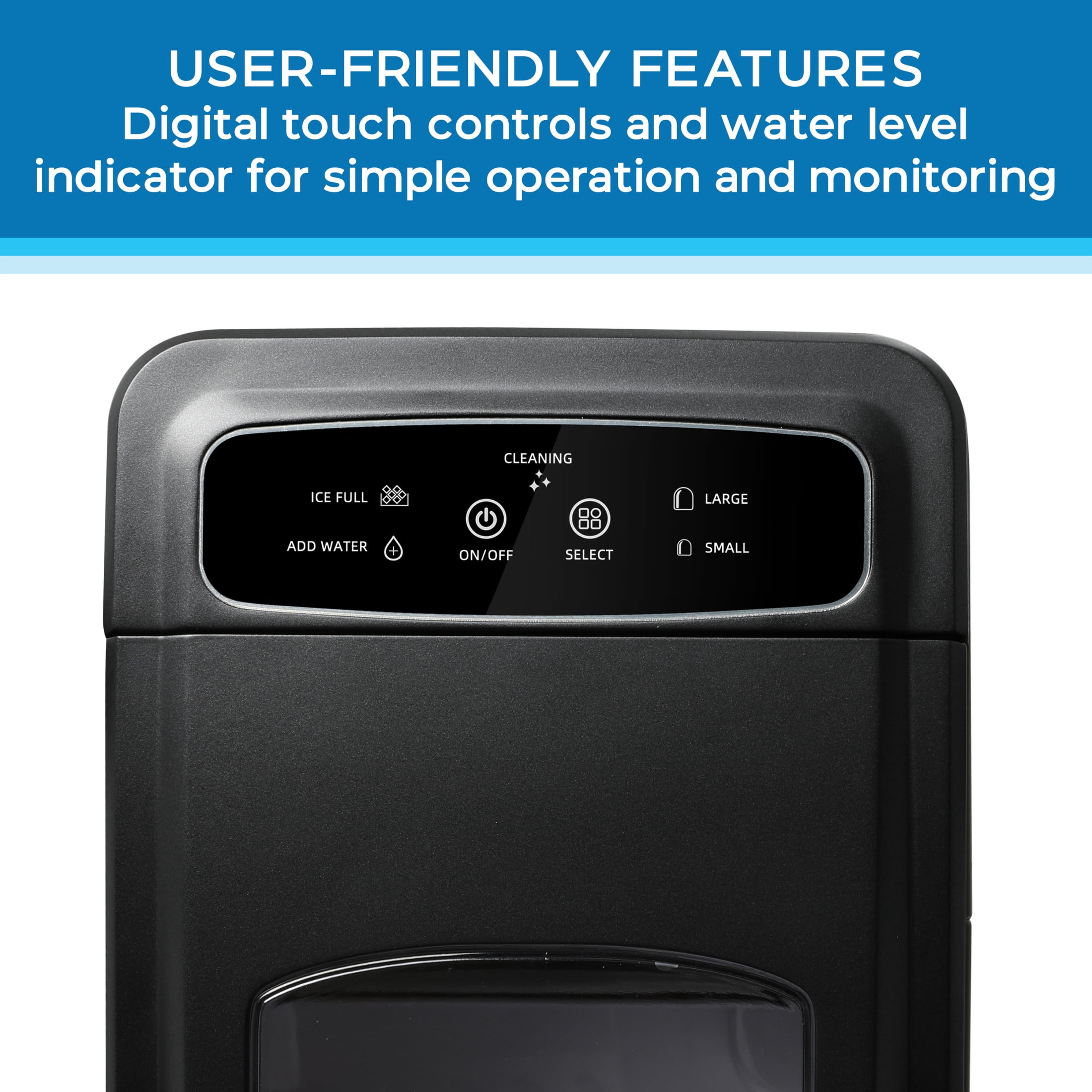 Avanti Mighty Ice 26lb. Countertop Bullet Ice Maker, Fast 6-Minute Ice Cycle, Self-Cleaning, Two Ice Sizes, Ultra Quiet, in Black (AVIM2625BK)