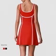 thumbnail image 3 of PISONIC Women's Color-Block Yoga Dress with Built-in Bra - Slim Fit, Anti-Exposure Tennis Skort Suit for Spring/Summer Sports, 3 of 8