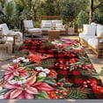 thumbnail image 2 of Cardinal Bird Outdoor Rug for Patio/Deck/Porch, Non-Slip Large Area Rug 3 x 5 Ft, Poinsettia Pine Cones Berry Flowers Red Plaid Indoor Outdoor Rugs Washable Area Rugs, Camping Rug Carpet Runner, 2 of 8