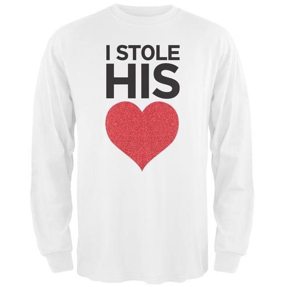 I Stole His Heart White Adult Long Sleeve T-Shirt - Small