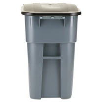 Rubbermaid Commercial 9W27GY Brute Rollout Container, Square, Plastic, 50 gal, Gray
